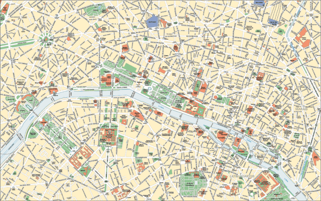 Достопримечательности Парижа на карте