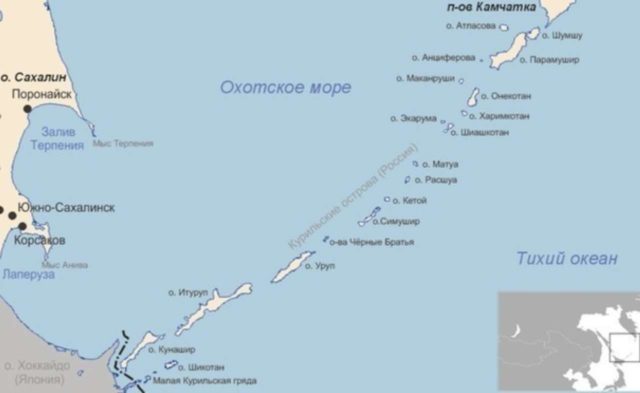 Карта Курильских островов
