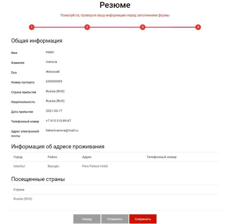 Электронная анкета в Турцию для въезда — образец заполнения