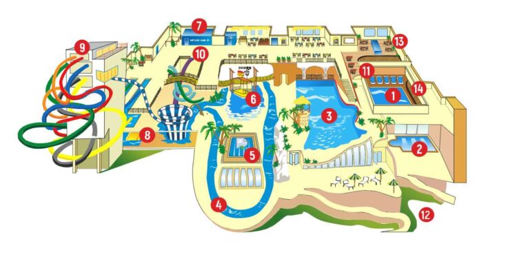 Схема аквапарка Ривьера в Казани