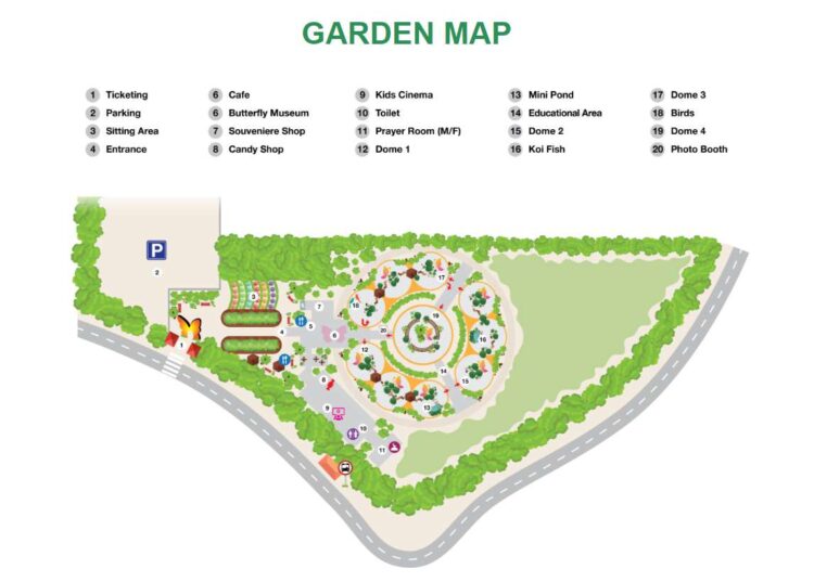 Схема парка бабочек в Дубае