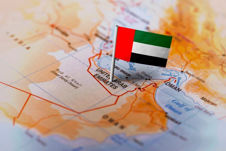 Карта с флагом ОАЭ