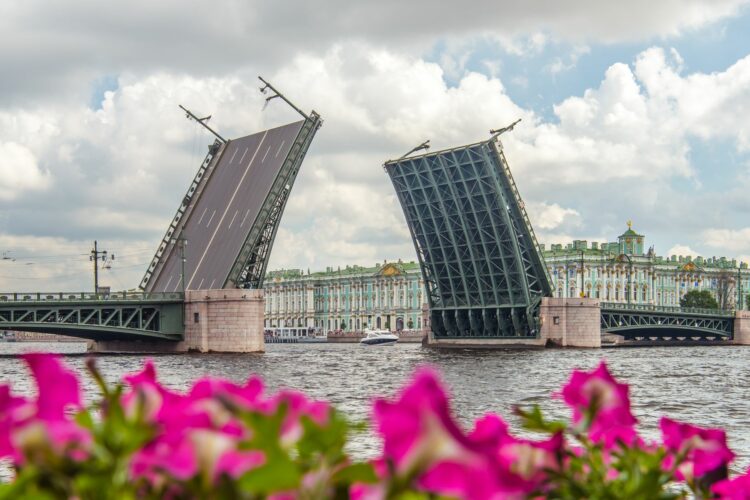 Вид на Дворцовый мост в Санкт-Петербурге
